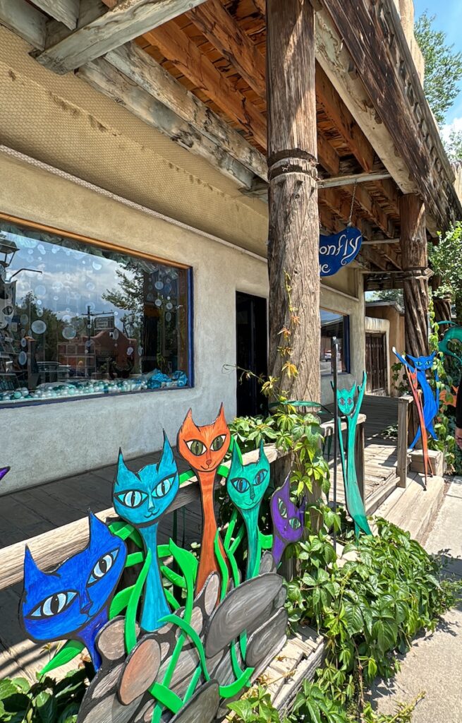 colorful street artwork taos plaza historic downtown taos new mexico