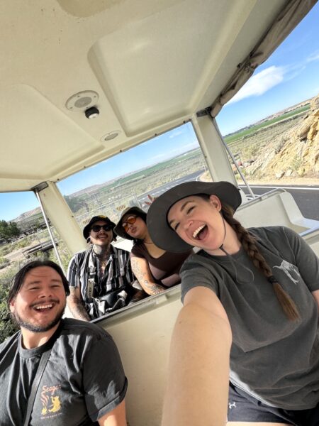riding the park shuttle to quarry exhibit hall in dinosaur national monument utah