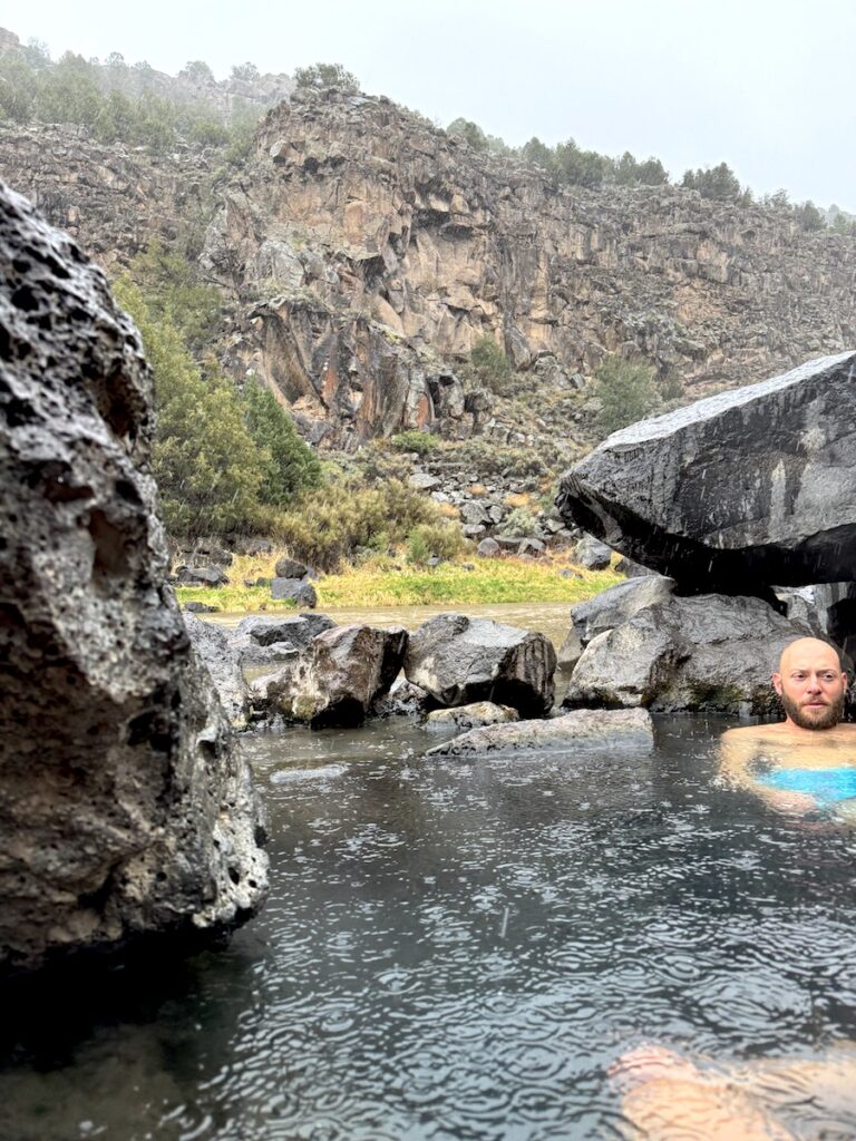 soaking in riverside hot springs rio grande northern new mexico taos