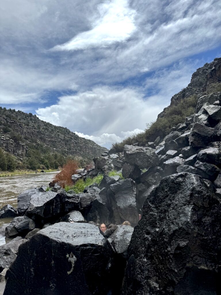 soaking riverside hot springs rio grande northern new mexico taos
