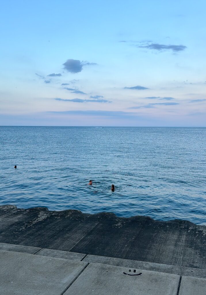 sunset swim lake michigan downtown chicago illinois